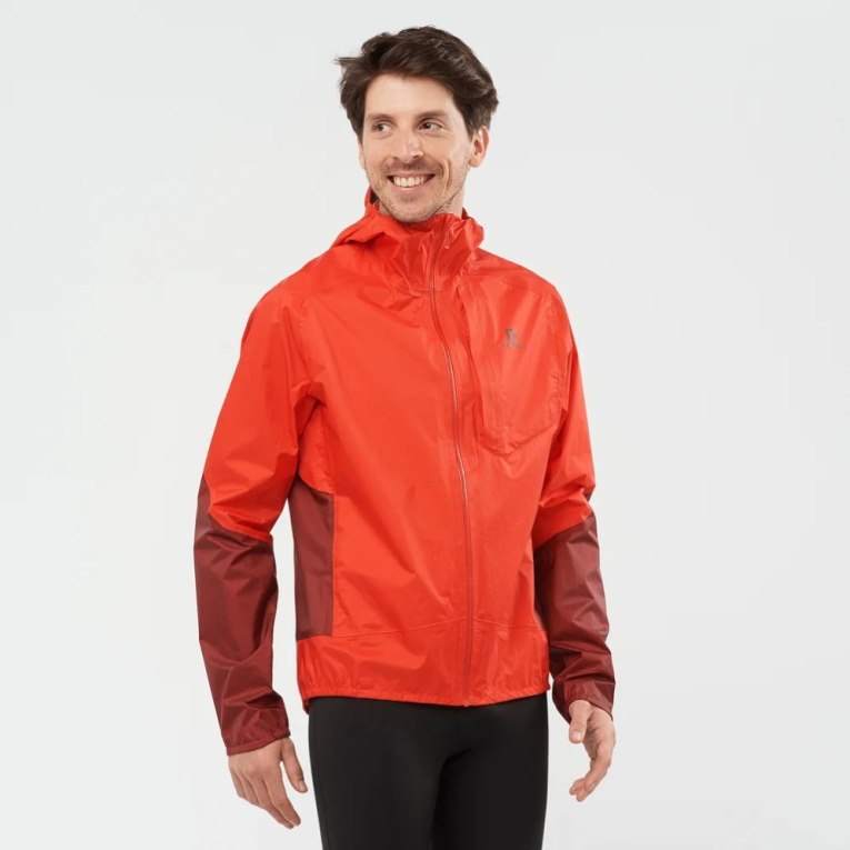 Red Salomon Bonatti Waterproof Men\'s Shell Jackets | IE FS4901